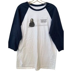 Sir Isaac Newton Scholar Graphic T Shirt Mens Large White Navy Blue Raglan Tee